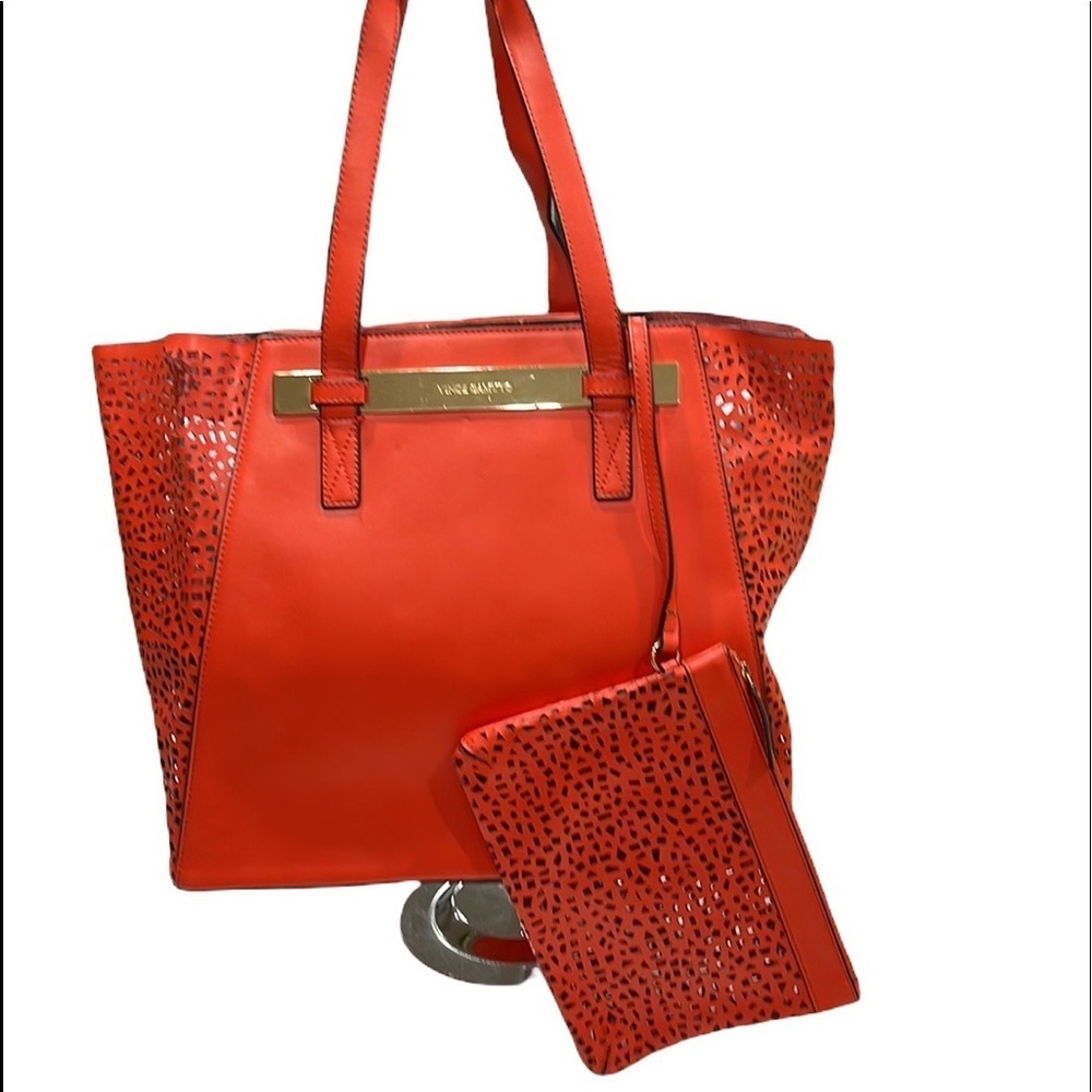 Vince Camuto Red Tote with Matching Pouch